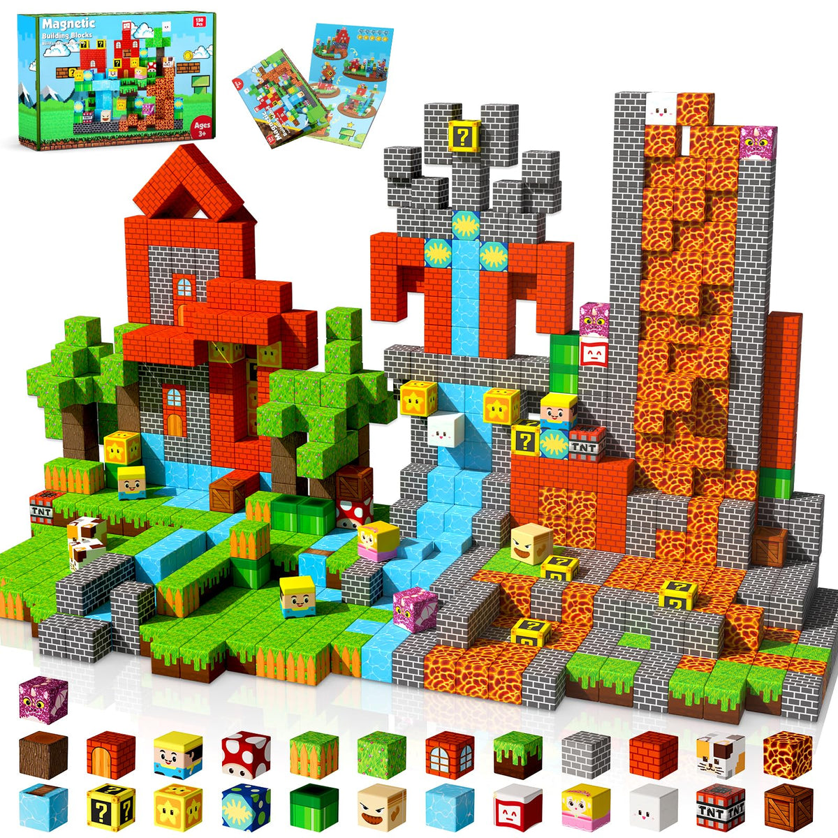 GraceDuck 300 PCS Magnetic Blocks - Magnetic Building Blocks, Stacking Magnets for Kids, Sensory Toy for STEM Montessori Sensory Toys for Kids 3+ Boys Easter Gifts for Kids