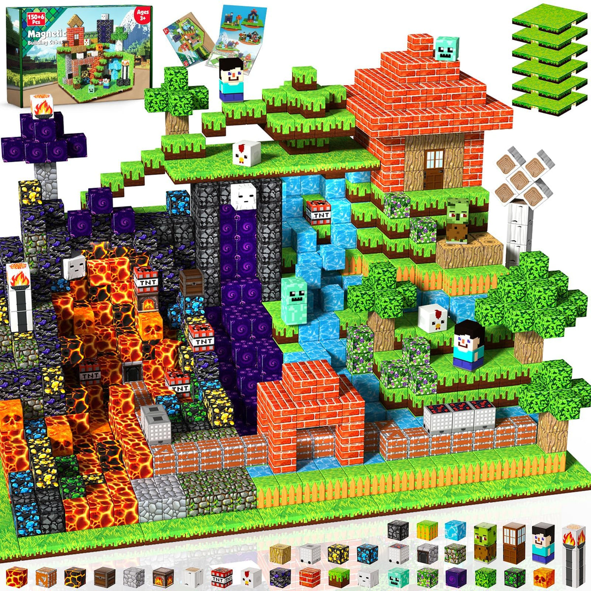 GraceDuck 300 PCS Magnetic Blocks - Magnetic Building Blocks, Stacking Magnets for Kids, Sensory Toy for STEM Montessori Sensory Toys for Kids 3+ Boys Easter Gifts for Kids