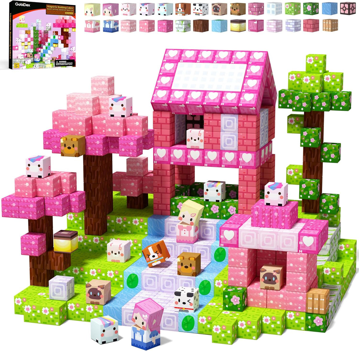 GobiDex 100PCS Magnetic Blocks Kid Building Toys for 3+ Years Old Girls
