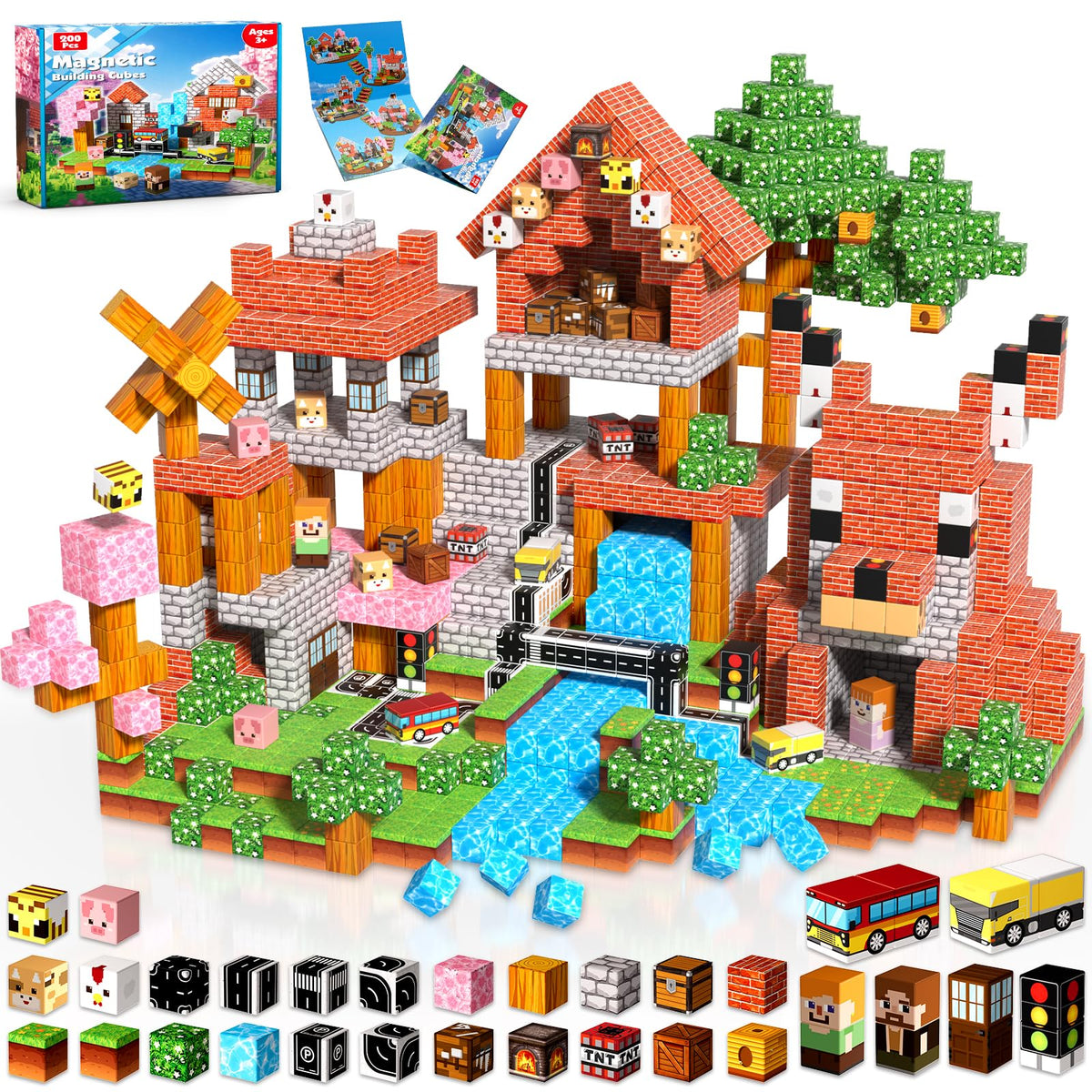 Magnetic Blocks - 500 PCS Magnetic Building Blocks Cubes, Magnet Toys for Kids Age 3+, Toy Building Set for Kids, Magnets Stacking Construction Easter Birthday Gifts for Boys Girls Age 4-8, 8-12