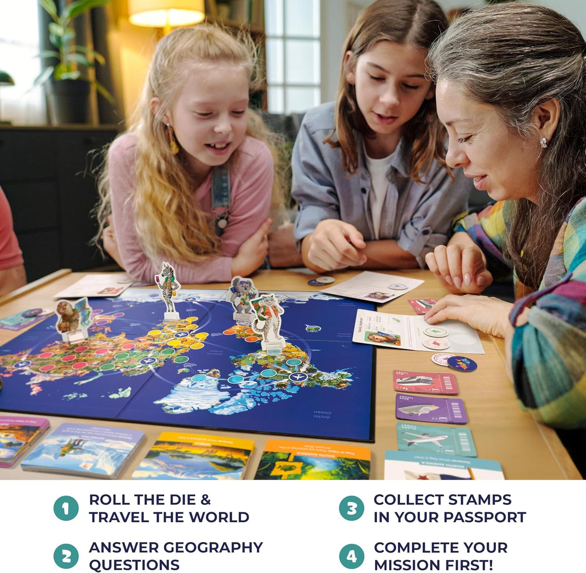 Stamp It! World Tour, Educational Map Geography Board Game for Kids 8-12