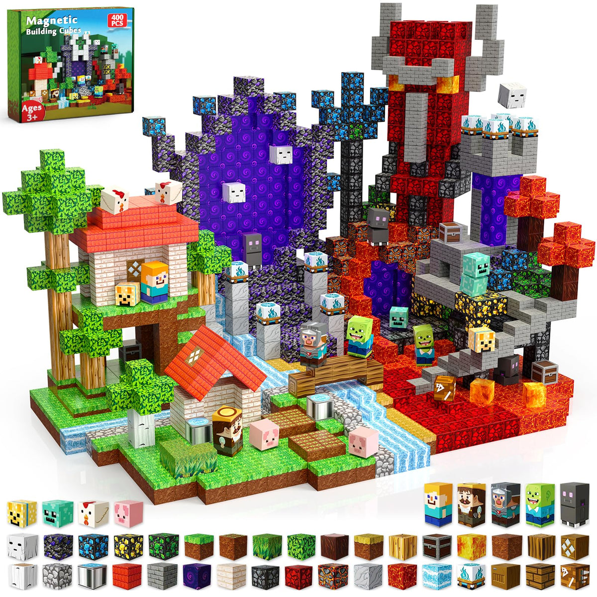 Annexfun Magnetic Blocks-100PCS Magnetic Building Blocks, Magnetic Blocks Road with Car STEM Toddler Kids Toys, Construction Toys for Kids Ages 3+, Christmas Birthday Gifts for Boys & Girls
