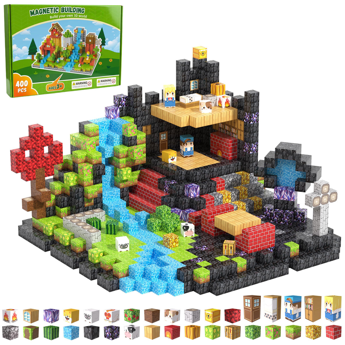 500PCS Magnetic Blocks, Magnetic Building Blocks, 0.98in Magnetic Building