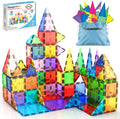 PicassoTiles 100 Piece Magnetic Tiles, Clear 3D Building Blocks for Kids 3+