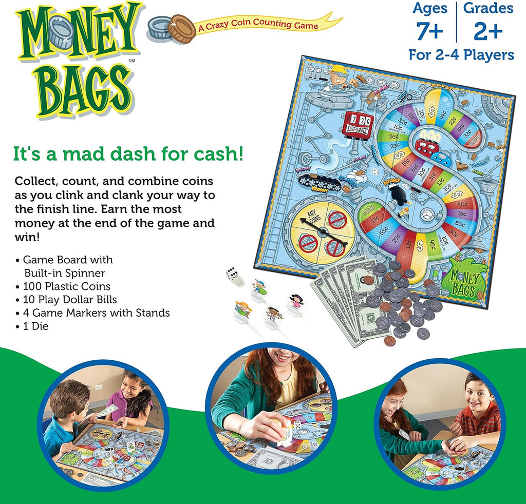 Learning Resources Money Bags Math Game - Classroom Math Games, Financial Literacy for Kids, Counting Board Game
