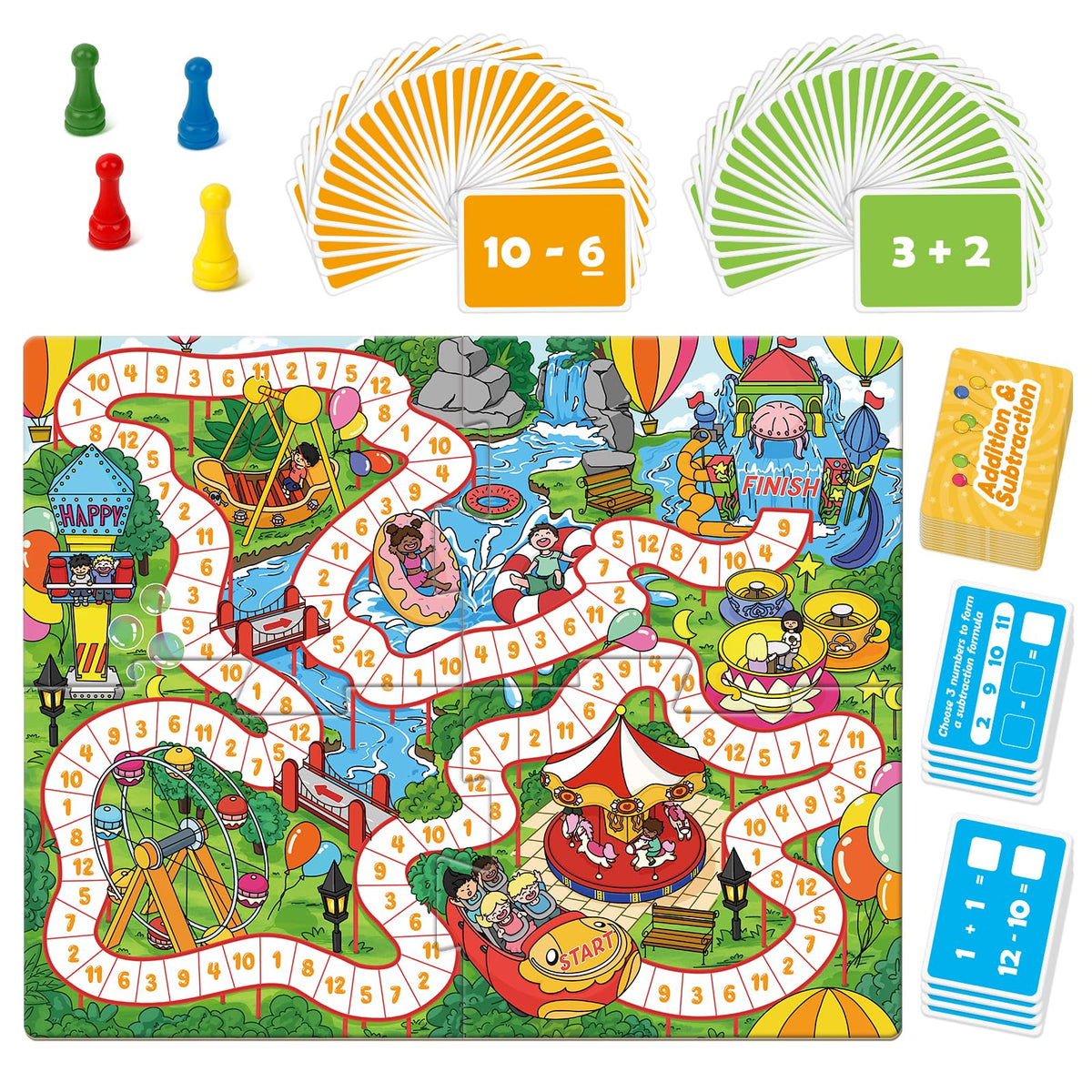 Broytain Addition and Subtraction Math Games for Kids,Addition & Subtraction,Educational Learning Board Games for Boys and Girls Ages 5 6 7 8,Classroom Travel Indoor Outdoor Family Games