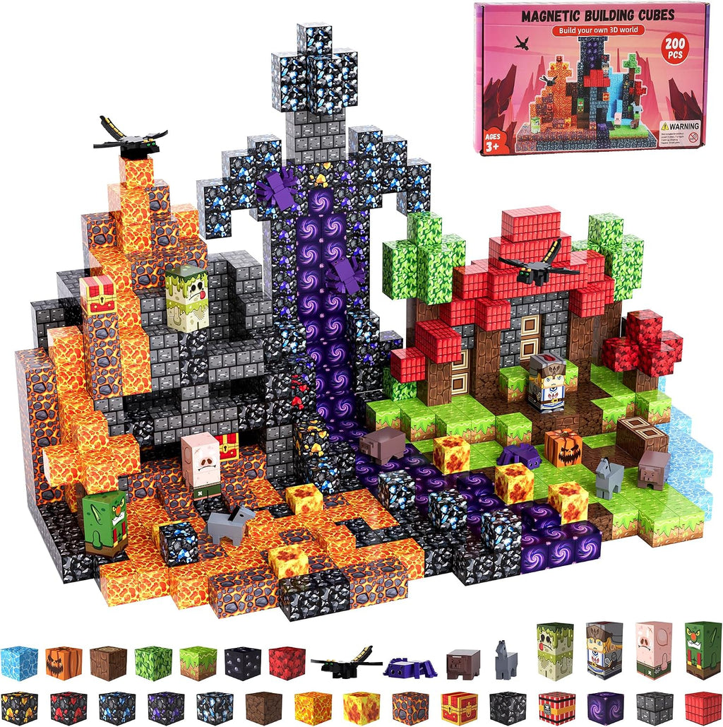 200PCS Magnetic Blocks, Magnetic Building Blocks, 0.78in Magnetic Building