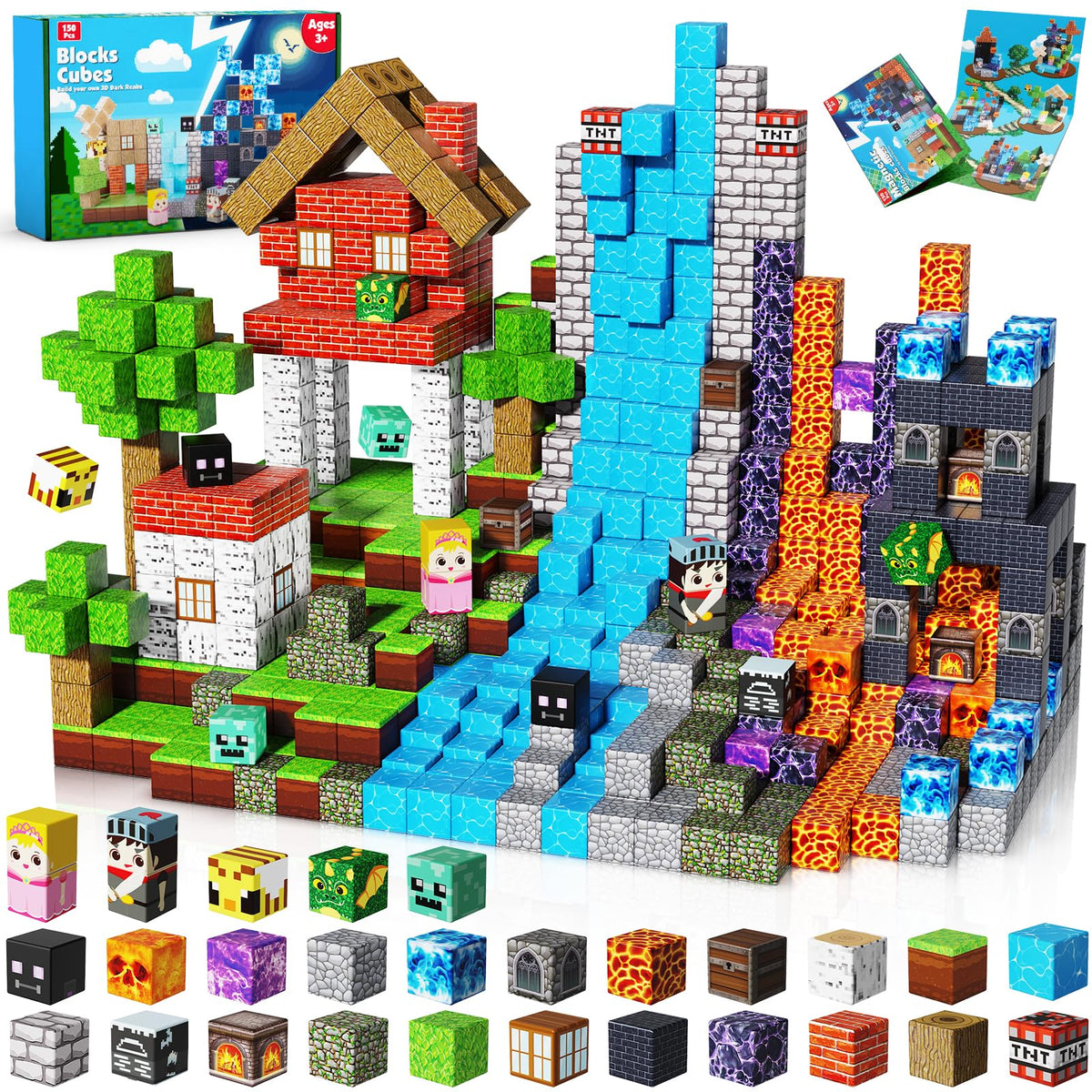 Magnetic Blocks - 500 PCS Magnetic Building Blocks Cubes, Magnet Toys for Kids Age 3+, Toy Building Set for Kids, Magnets Stacking Construction Easter Birthday Gifts for Boys Girls Age 4-8, 8-12