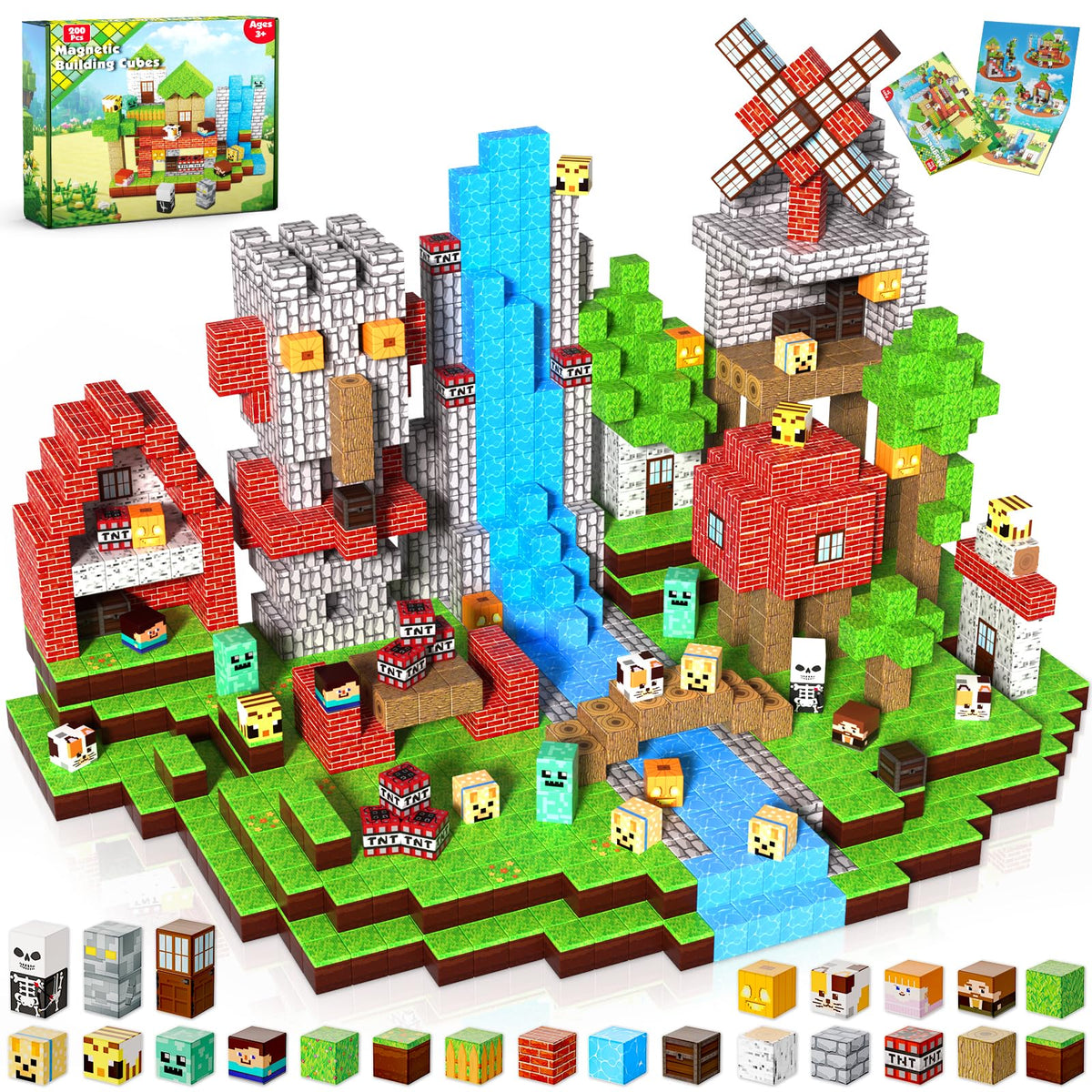Annexfun Magnetic Blocks-100PCS Magnetic Building Blocks, Magnetic Blocks Road with Car STEM Toddler Kids Toys, Construction Toys for Kids Ages 3+, Christmas Birthday Gifts for Boys & Girls
