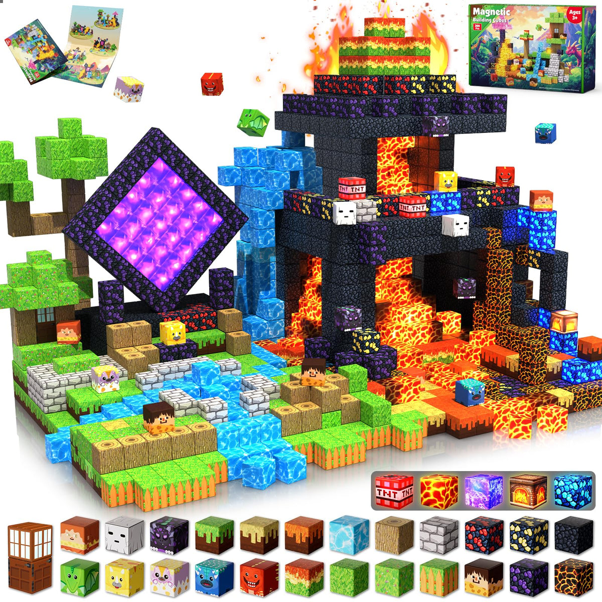 GraceDuck 300 PCS Magnetic Blocks - Magnetic Building Blocks, Stacking Magnets for Kids, Sensory Toy for STEM Montessori Sensory Toys for Kids 3+ Boys Easter Gifts for Kids