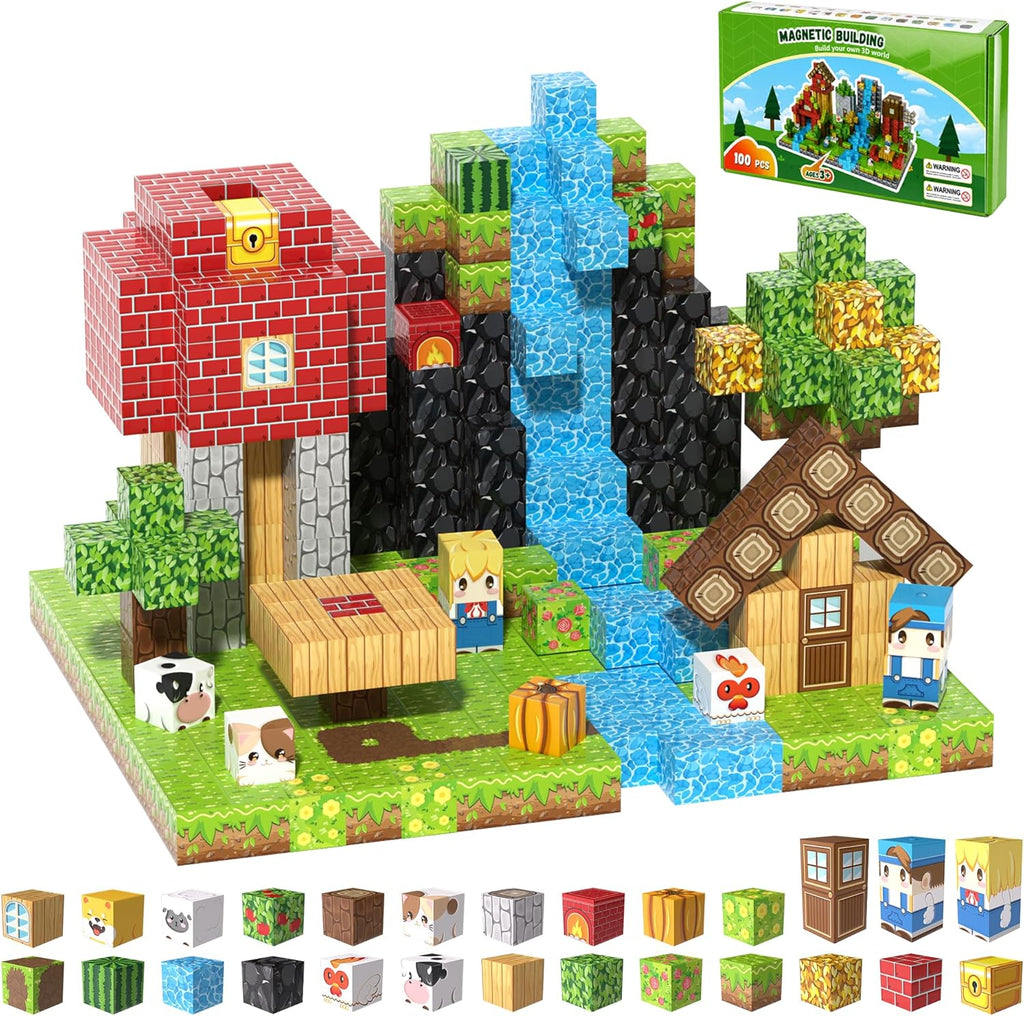 100PCS Magnetic Blocks, Magnetic Building Blocks, 0.78in Magnetic Building