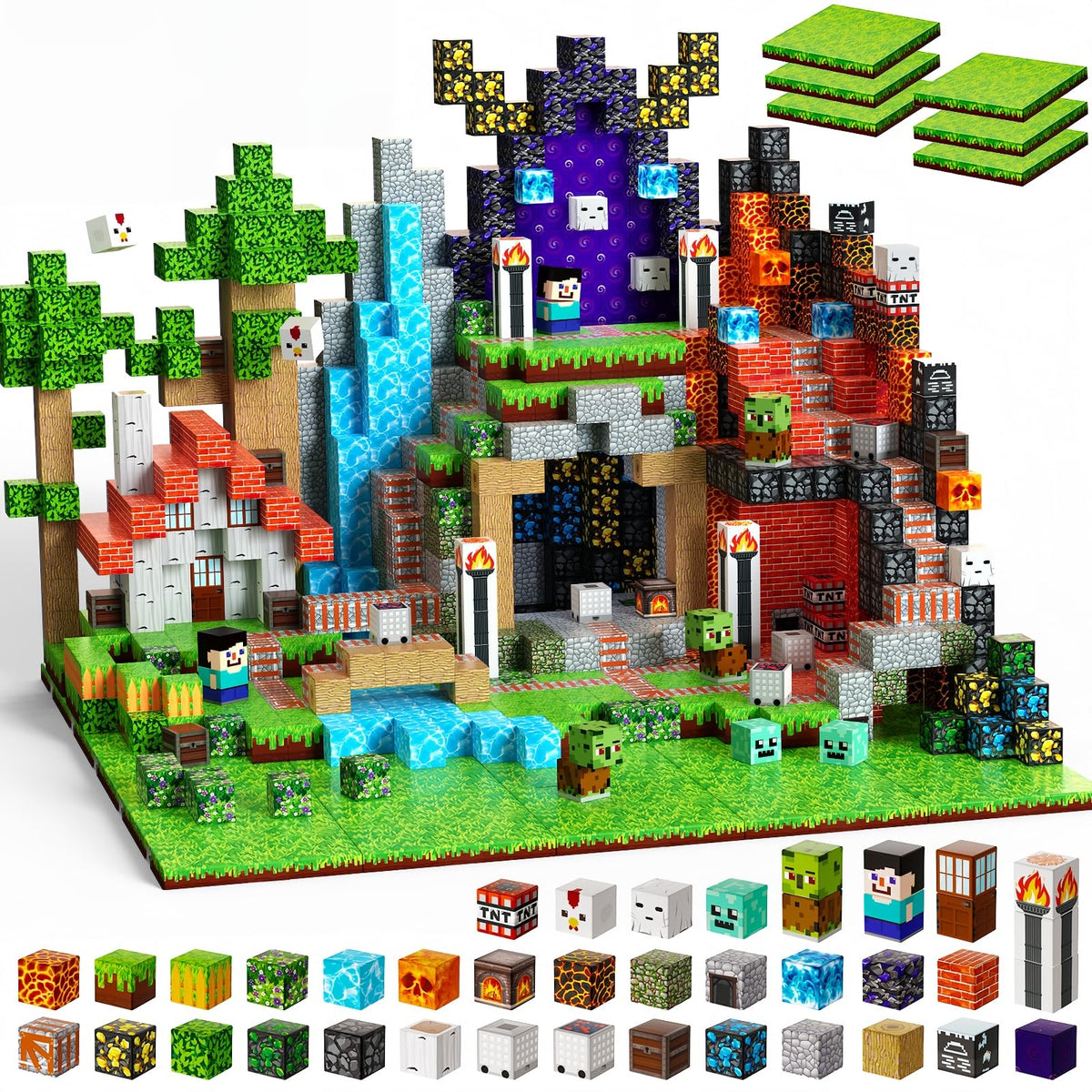 Magnetic Blocks - 500 PCS Magnetic Building Blocks Cubes, Magnet Toys for Kids Age 3+, Toy Building Set for Kids, Magnets Stacking Construction Easter Birthday Gifts for Boys Girls Age 4-8, 8-12