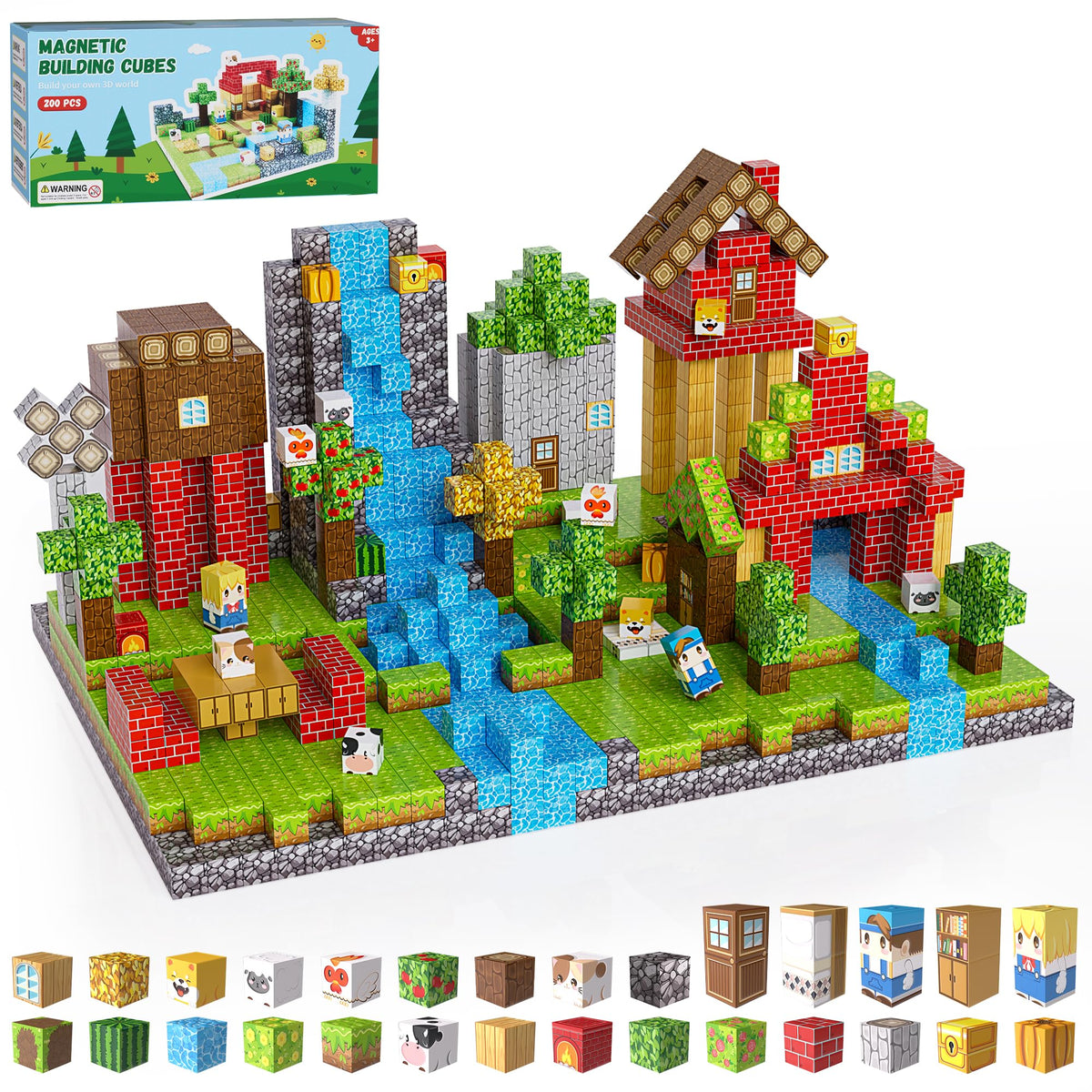 500PCS Magnetic Blocks, Magnetic Building Blocks, 0.98in Magnetic Building