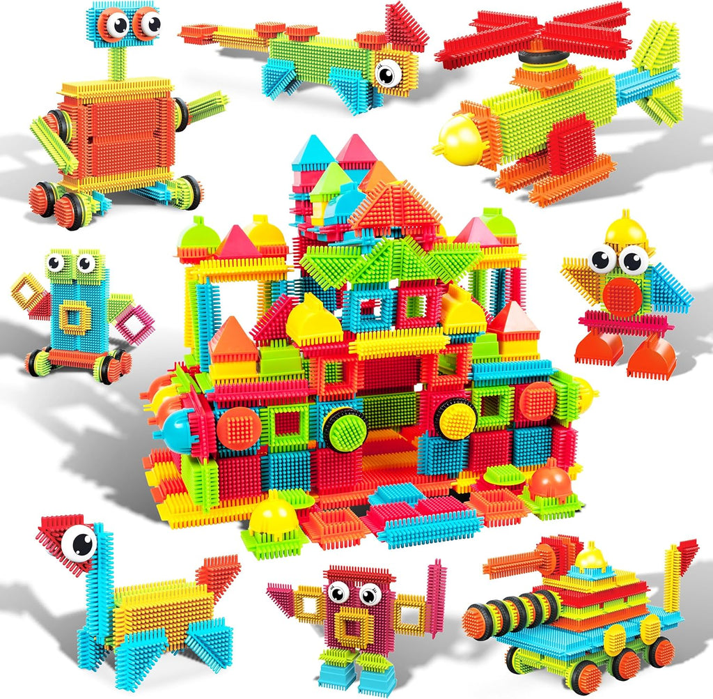 PicassoTiles 240 Piece Hedgehog Bristle Blocks 3D STEM Building Toy Ages 3+