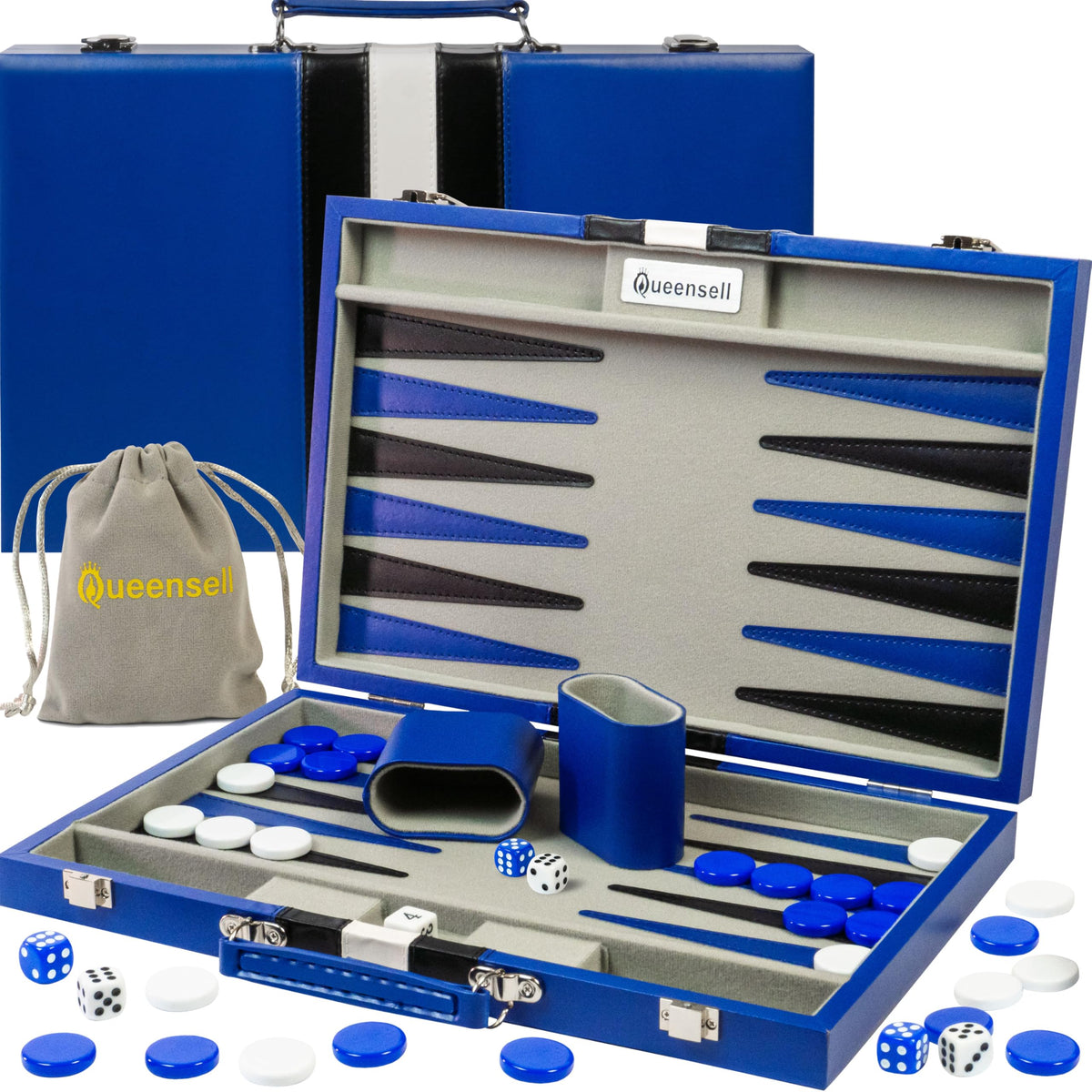 Large Backgammon Sets for Adults - Classic Board Games for 2 Players Adults and Kids - Premium Backgammon Set 15 inch Board and 32 Backgammon Pieces in Quality PU Leather Case - Gift for Man