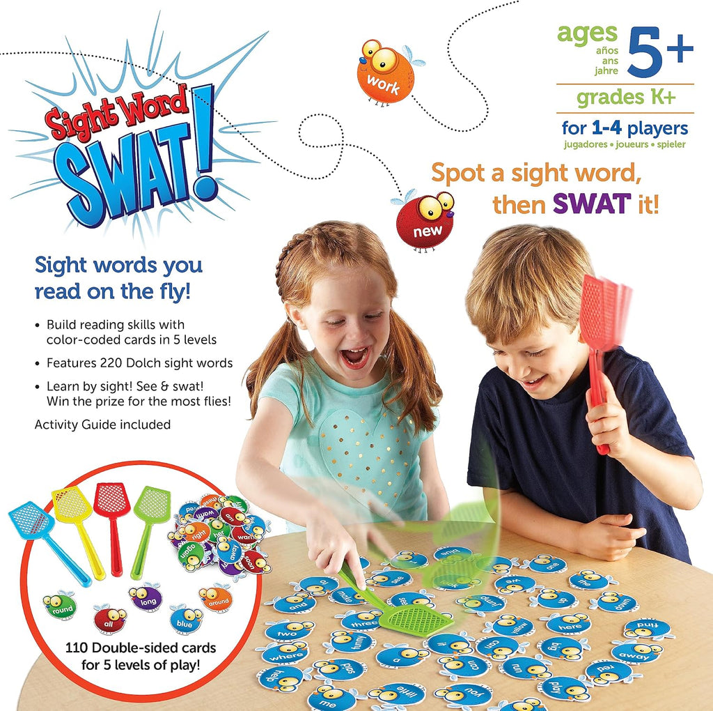 Learning Resources Sight Word Swat A Sight Words Game - Phonics Flash Cards, Board Games for Kids, Montessori Spelling, Homeschool, Classroom Must Haves, Teacher Supplies, Gifts for Boys and Girls