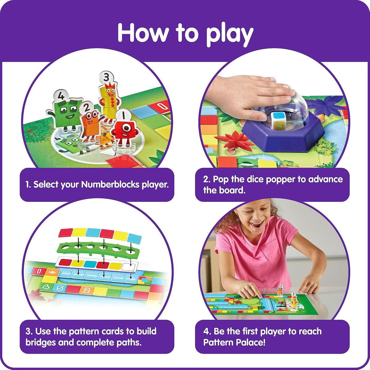 hand2mind Numberblocks Race to Pattern Palace! Board Game, Ages 3+