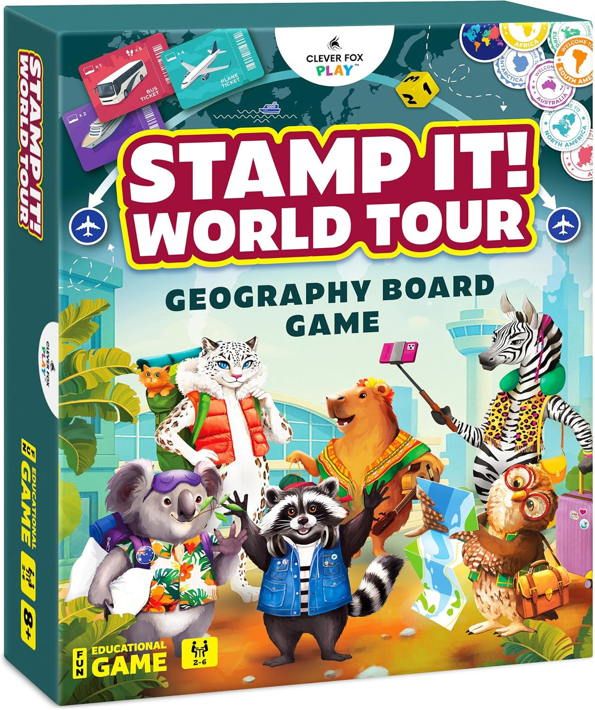 Stamp It! World Tour, Educational Map Geography Board Game for Kids 8-12