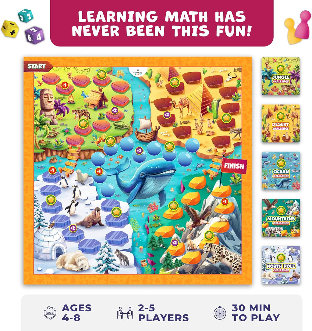 Number Hunter Math Board Game for Kids 5-7, 1st Grade & Kindergarten