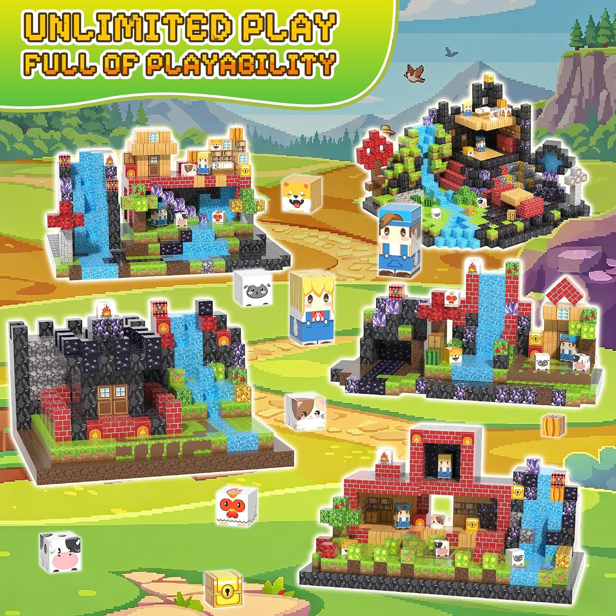 500PCS Magnetic Blocks, Magnetic Building Blocks, 0.98in Magnetic Building