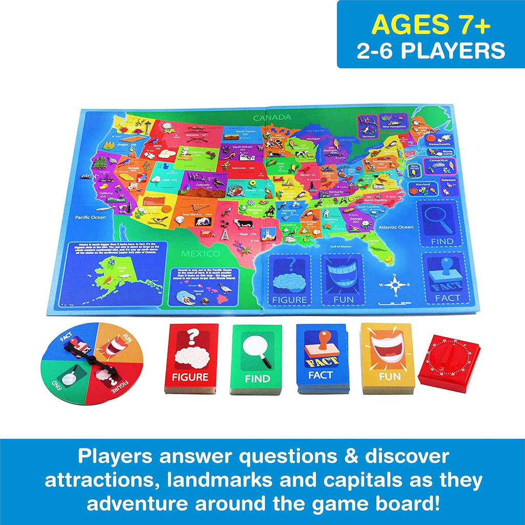 Game Zone Great States - Fun and Educational Geography Game for Ages 7+ - An Engaging Way to Learn about the 50 States with Friends and Family