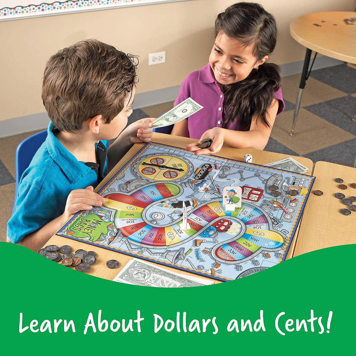 Learning Resources Money Bags Math Game - Classroom Math Games, Financial Literacy for Kids, Counting Board Game