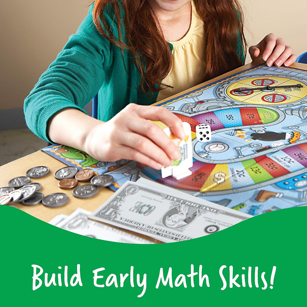 Learning Resources Money Bags Math Game - Classroom Math Games, Financial Literacy for Kids, Counting Board Game