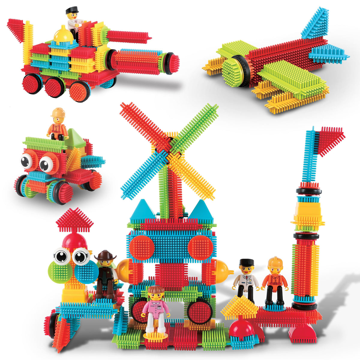 PicassoTiles 240 Piece Hedgehog Bristle Blocks 3D STEM Building Toy Ages 3+
