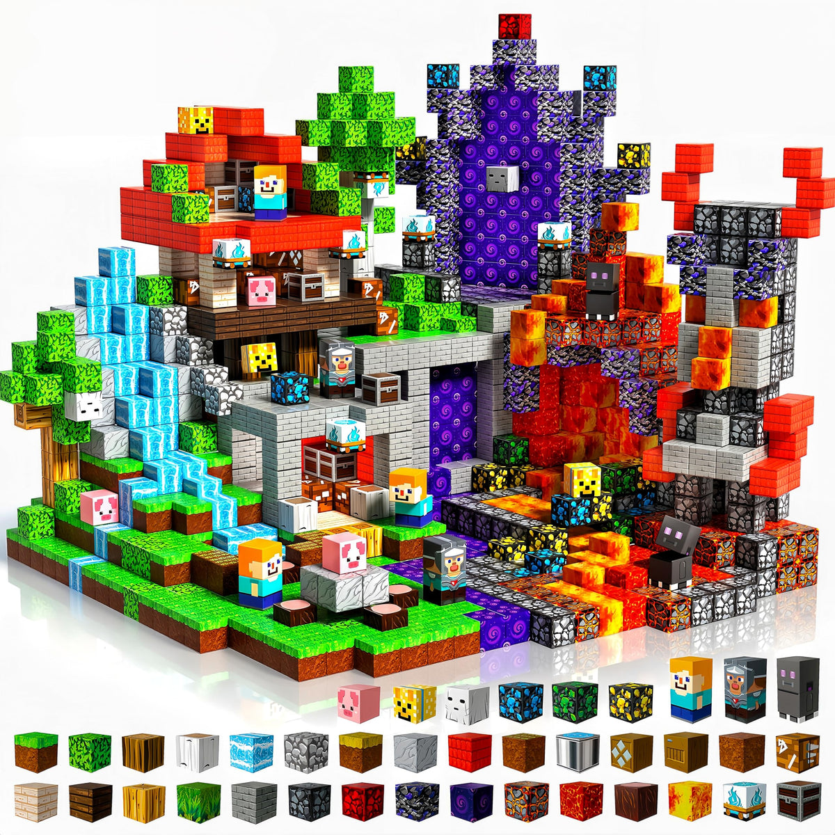 Magnetic Blocks - 500 PCS Magnetic Building Blocks Cubes, Magnet Toys for Kids Age 3+, Toy Building Set for Kids, Magnets Stacking Construction Easter Birthday Gifts for Boys Girls Age 4-8, 8-12